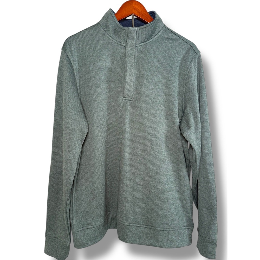 TailorByrd Performance‎ Sweater Men's Large 1/4 Zip Pullover Polyester Green